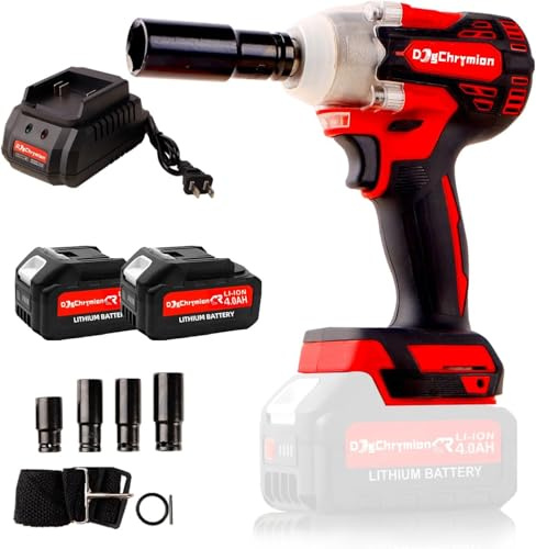 DogChrymion 20V Cordless Impact Wrench 1/2'', Maximum Torque 236 Foot-pounds, Brushless Motor, Max 3200RPM, 2 * 4.0 Ah Batteries and Charger in Combo Kit