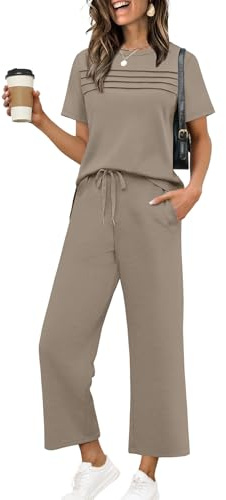 Lounge Sets for Women Summer Fall 2 Piece Outfits Travel Vacation Trendy Matching Sets Women's Clothing Winter Vintage Cruise 2026 Workout Sweat Set Going Out Active TrackSuit Teacher Western Outfit M