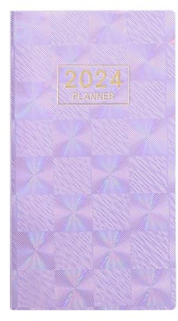 Asyduey A6-Planer Januar 2024 – Dezember 2024, Tages-Stundenplaner 2024, Premium-Papier (Lila)