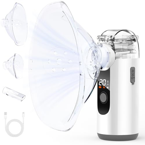 HITHINKMED Inhalationsgerät Kinder, 1200 mAh Ultra Leise Inhaliergeräte für Erwachsene baby, USB C Wiederaufladbar Inhalator, Portatile Vernebler Inhaliergerät Einstellbarer Sprühnebel-Grau