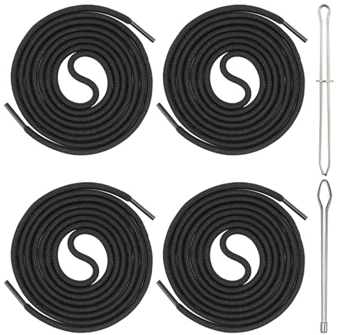 MISIQIMA 4 Stück Kordel für Jogginghose, 150cm Kordel für Hoodie, Schwarzes Hosenband mit Durchziehnadel, Passend Sweatshirts, Jogginghosen, Badehosen und Hoodies