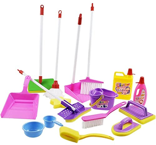 Kinder-Reinigungsspielzeug-Set mit Sprühbesen, Mopp und Kehrschaufel, Rollenspiel-Haushaltswerkzeuge für Kinder im Alter von 3–6 Jahren. -Reinigungsset