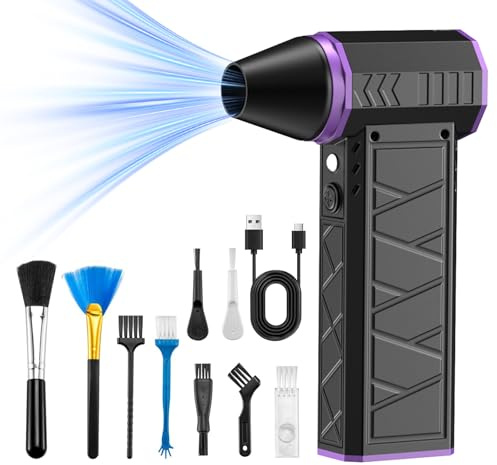 Compressed Air Duster, Upgrade 149000RPM High-Power Electric Dust Fan, 4-Gear Adjustable Mini Dust Blower with LED Light, Rechargeable Air Duster Cleaner for PC, Car Interior, Household
