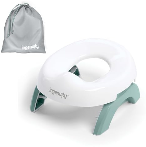 Ingenuity, My Travel Potty, Pot Bébé et Réducteur WC 2-en-1, Léger et Pliable, Sac de Transport et 3 Recharges Jetables Inclus