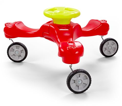 Simplay3 Boomerang Bike Ride-On Trike Toy for Ages 1.5-5, Accommodates Up to 3 Kids, Swivel Caster Wheels, 32 x 32 x 19.5, Red