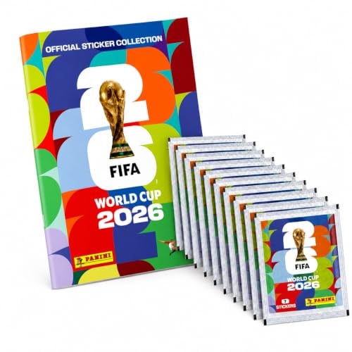 World Cup 2026 Sticker - 10 Tüten Stickertüten + Soft Cover Sammelalbum Panini Sammelsticker WM Fußball Karten Packs und BB-Toy-Trades Versandschutz