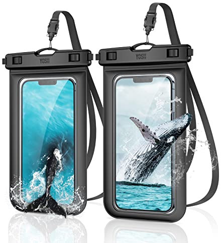 YOSH IPX8 Waterproof Phone Pouch 2-Pack, Underwater Phone Case, iPhone Waterproof Case with Lanyard, Dry Bag for iPhone 16 15 14 13 Pro Max, Samsung S25 S24 S23 Ultra, Xiaomi up to 7.0 inches-Black