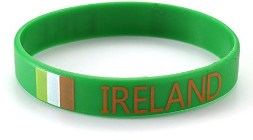 Komonee 2 x Ireland Green Silicone Rubber Wristband St Patricks Day Saint Paddys World Cup Irish Sports Event Football Country National Flag for Sports Fans