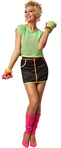 dressforfun Frauenkostüm Funky | Fünfteiliges Komplettkostüm in flippigen Neonfarben der 90er (XL | no. 301690)