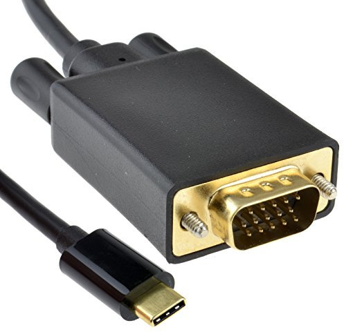 kenable USB 3.1 Type C to 15 Pin VGA Plug 1080p 60Hz Adapter Cable Black 2m [2 metres]