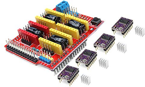 CNC Shield V3 Expansion Board + 4pcs DRV8825 Stepper Motor Driver for 3D Printer | Placa de expansión del escudo del CNC V3.0 + DRV8825 Motor del motor de pasos con disipador de calor para Arduino