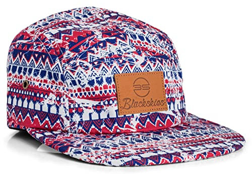 Blackskies® Quetzalcoatl 5-Panel Cap Damen Herren Baseball Mütze Kappe Blumen Suede Azteken Native | Herren Damen Cap – Basecap Männer Frauen Unisex Streetwear Outdoor Sommer Freizeit
