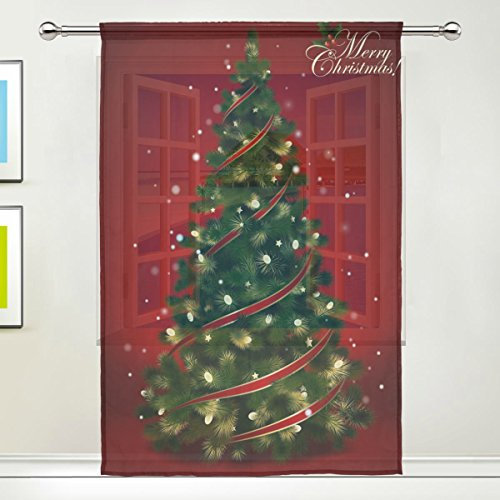 Use7 Vorhänge mit weihnachtlichem Weihnachtsbaum, glitzernd, 140 x 198 cm, 1 Stück