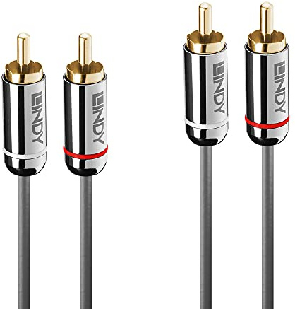 LINDY 35347 3m Dual Phono Audiokabel, Cromo Line, Anthrazit