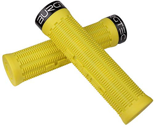 Burgtec Bartender Pro Greg Minnaar MTB Grips - Yellow/Single Lock On Mountain Bike Biking Cycling Cycle Trail Enduro Riding Ride Comfort Handle Bar Handlebar Race Part Locking Tacky Rubber Pair