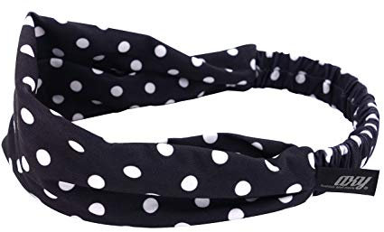 axy Haarband Yoga Stirnband Headband Hairband Wunderschön Damen Haarschmuck Sport Stirnbänder HB4 (Dunkelgrau-Weiss-Punkt, Extra breit)