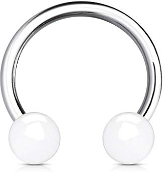 viva-adorno Universal Hufeisen Piercing Chirurgenstahl 316L UV Kugeln Septum, Lippe, Augenbraue, Nase Z303, weiß