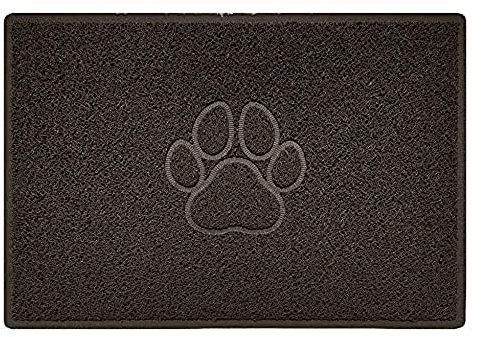 Nicoman Paw Embossed Shape Outdoor Only Dirt-Trapper Door Mat Washable Barrier Heavy Duty Doormat - (Drainage Open-Back, Large, Brown, 90 x 60cm)