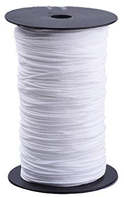 2mm corde élastique ronde ruban élastique blanc, environ 192,5 m/rouleau, 2 rouleaux