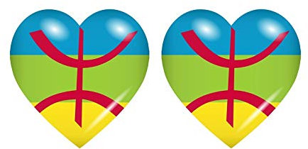 Akachafactory 2X Autocollant Sticker Drapeau Coeur berberes Kabyle Kabyle