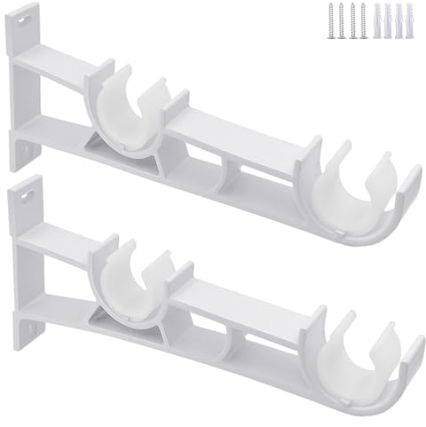Gudui - Soportes para barra de cortina (blanco, 2 orificios dobles)