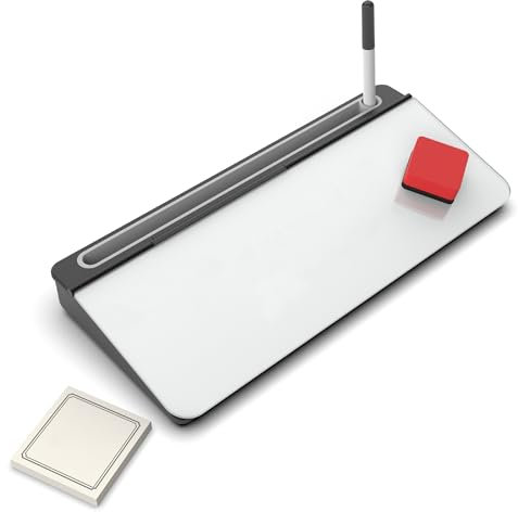 Audio-Visual Direct - Glass Desktop Computer Keyboard Whiteboard Notepad Set, White Dry Erase