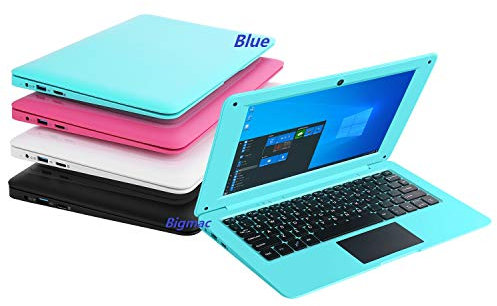 Bigmachine Computer portatile mini 10.1 pollici 32GB ultra sottile e leggero Netbook Quad Core CPU PC HDMI WiFi USB YouTube (Blu)