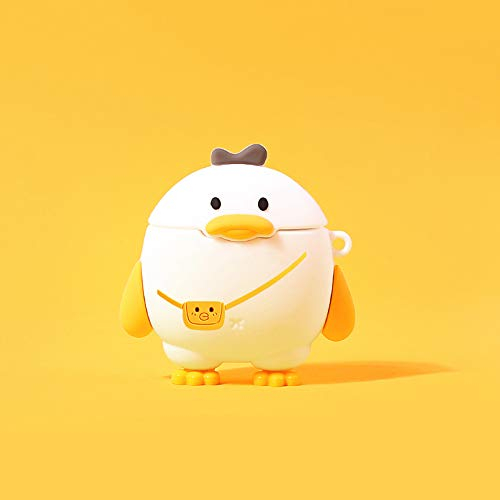 Kompatibel mit Airpods Hülle, niedlicher Cartoon Charakter Silikon Air Pod Funny Cover, Kawaii Fun Coole Schlüsselbund Design Haut, Fashion Cases (AirPods 1/2, Fat Duck mit Tasche)