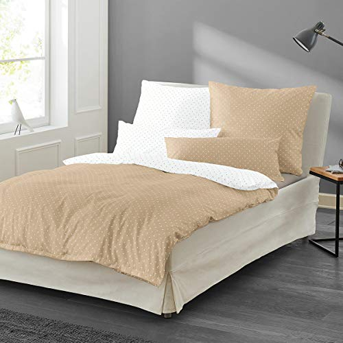 Irisette Essential Mako-Satin Bettwäsche Jessica Natur, 1 Bettbezug 135 x 200 cm + 1 Kissenbezug 80 x 80 cm