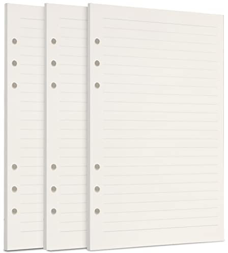 A5 Papier, [3 Packungen] Toplive 100GSM dickes Nachfüllpapier 6 Löcher Nachfülleinlagen Loose Notizpapier A5 Refill Paper 135 Blätter (270 Seiten) für 6 Ring Binder Notizbuch, Linie Papier