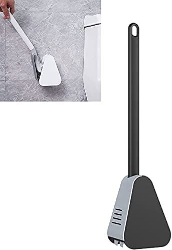 Sunlow Long-Handled Toilet Brush, Golf Brush Head Toilet Brush No Dead Ends Toilet Cleaning Brush Self-Opening and Closing Water-Proof Base (Black)