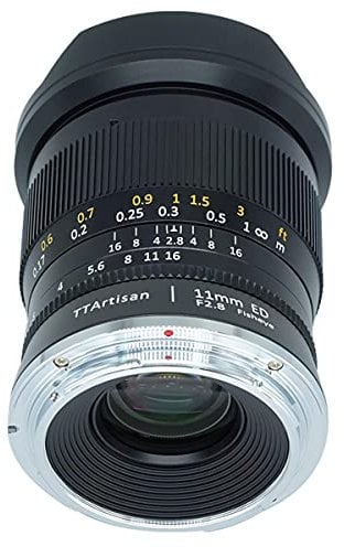 TT Artisan Fisheye - Obiettivo grandangolare da 11 mm f 2.8, attacco Nikon Z, per formato full frame in alluminio, angolo di visione 180 gradi, Nero