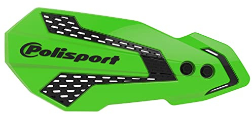 POLISPORT 8308200011 - Handprotektoren MX FLOW 1 MX-Style Befestigungspunkt aus Kunststoff inklusive Montagesatz kompatibel mit Motorrädern Kawasaki, Yamaha, Suzuki in Farbe grün/schwarz