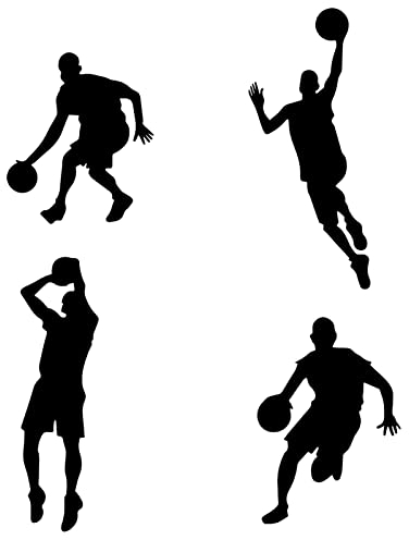 Basketballzimmer-Dekoration für Jungen, Basketball-Aufkleber, Sportspieler, Wandaufkleber für Kinder, Jungen, Schlafzimmer, Wohndekoration, 4 Stück