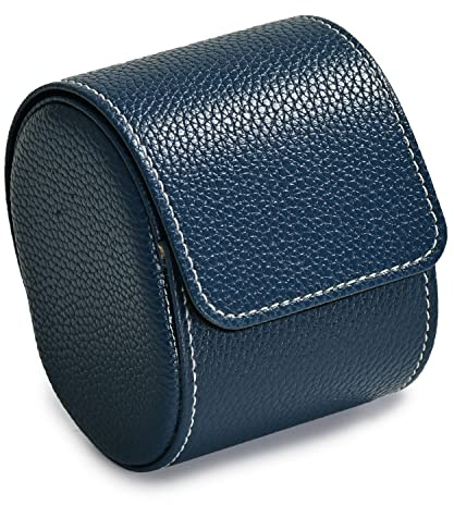 Oirlv PU Leather Watch Storage Box Travel Watch Storage Box Single Watch Case Watch Gift Box for Women Men (Blue)