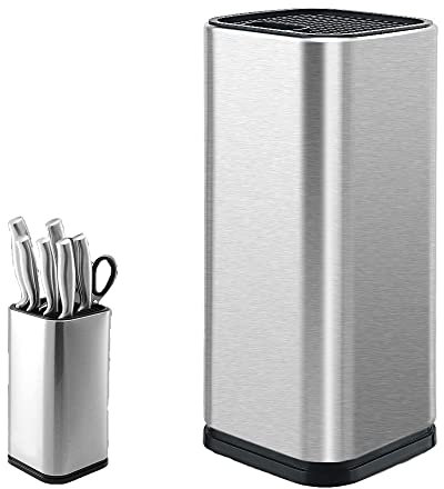 Bloc de Couteaux, Porte-Couteau en Acier Inoxydable, Porte-Couteau de Cuisine, Porte-Couteau Carré, pour Couteaux et Ciseaux (Carré)