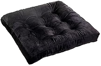 ZIBENE Sitzkissen Bodenkissen Groß, Stuhlkissen 45x45 cm, Verdicken Sitzkissen Waschbar Samt Sitz Auflagen, Ergonomics Sitzpolster für Gartenstuhl BüRostuhl Esszimmerstuhl KüChenstuhl Schwarz