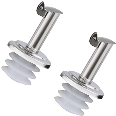 2 Pcs Bottle Pourers Stainless Steel Wine Pourers Oil Vinegar Dispenser Stoppers with Dust Cover Cap for Wine Liquor Olive Oil Syrup Vinegar Bottles