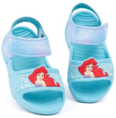 Disney Die kleine Meerjungfrau Ariel Sandalen Mädchen Kleinkinder | Blaue Schieberegler für Kinder mit Stützgurt | Sommerschuhe
