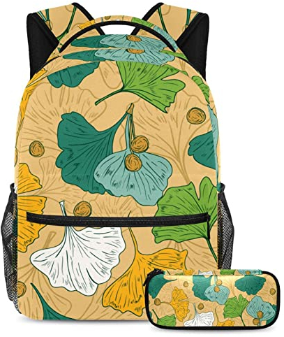 TBOUOBT Reiserucksack-Set, leichter Laptop-Rucksack für Damen und Herren,Ginkgo Blätter Herbst Retro Stil
