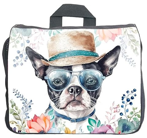 Cadouri Hundezubehörtasche mit Boston Terrier - Aufbewahrungstasche mit Hunderasse für Hundebesitzer - originelles Geschenk - handgefertigt