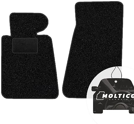 moto-MOLTICO Vorne Fußmatten Auto Velours Autoteppiche Schwarz Automatten Set 2-teilig passend für BMW 5er E34 1988-1996