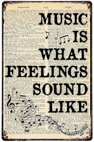 Music is What Feelings Sound Like Guitar Metal Sign Home Kitchen Farm Poster for Restaurant Bar Cafe Garage Hotel Man Cave Retro Art Wall Decor Plaque 20 x 30 cm