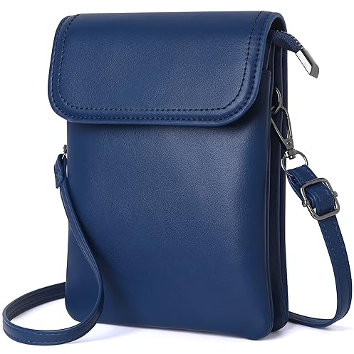 GEEADNB Kleine Crossbody-Taschen für Frauen PU-Leder Handy Portemonnaie mit Schulterriemen (Marineblau)