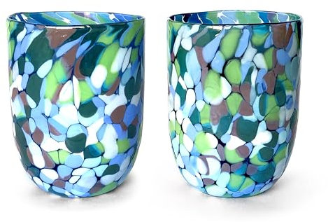 MAZZEGA ART & DESIGN - 2 Bicchieri SPECIAL EDITION in Vetro Soffiati e Lavorati a Mano, realizzati nell’isola di Murano - I Colori di Murano - Modello BELLOTTO 355 ml. Made in Italy (2)
