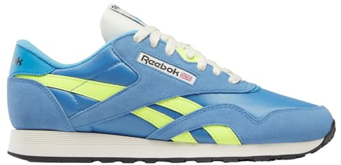 Reebok Men's Classic Nylon Sneaker, Essentialblue Solaracid Yellow Vtgchalk, 10 UK
