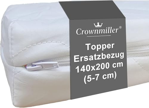 Crownmiller Topperbezug | mit Reißverschluss | weiche Mikrofaser | waschbar 60°C | OEKOTex (140 x 200 cm - für Topper von 5-7 cm)