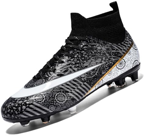 VTASQ Fußballschuhe Herren Anti-Rutsch-High Top Spikes Professionelle Outdoor Athletics Trainingsschuhe Fußball Stiefel schwarz 36EU