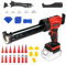 Akku Kartuschenpresse Kompatibel für Makita Akku Silikonpistole 18V mit LED Licht 4 Geschwindigkeiten einstellbar, Kartuschenpistole für Abdichten, Spachteln (Rot + Gummidüse Werkzeug Kit)