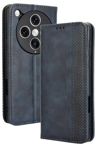HAOYE Coque pour Oppo Find X8 Pro, Cuir Etui Premium PU + TPU Housse Folio Flip Case, Cover Portefeuille ave ID Carte de Crédit Slot Fermeture Magnétique, Bleu